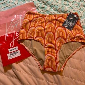 KORTNI JEANE High-Waisted “Rainbow” Swim Bottoms Sz S - NWT